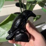 Black Obsidian Raven Figurine Crystal Crow for Protection Desk Decor Gift Wholesale