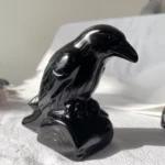 Black Obsidian Raven Figurine Crystal Crow for Protection Desk Decor Gift Wholesale