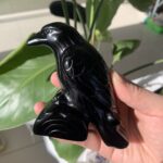 Black Obsidian Raven Figurine Crystal Crow for Protection Desk Decor Gift Wholesale
