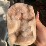 Pink Amethyst Cutbase Druzy Pink Crystal Freeform for Love, Calm & Elegant Home Decor 123mm