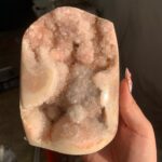 Pink Amethyst Cutbase Druzy Pink Crystal Freeform for Love, Calm & Elegant Home Decor 123mm