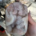 Pink Amethyst Cutbase Druzy Pink Crystal Freeform for Love, Calm & Elegant Home Decor 123mm