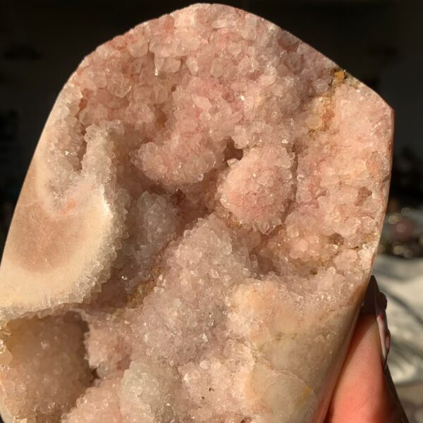 Pink Amethyst Cutbase Druzy Pink Crystal Freeform for Love, Calm & Elegant Home Decor 123mm