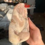 Pink Amethyst Cutbase Druzy Pink Crystal Freeform for Love, Calm & Elegant Home Decor 123mm