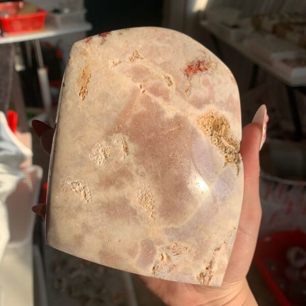 Pink Amethyst Cutbase Druzy Pink Crystal Freeform for Love, Calm & Elegant Home Decor 123mm