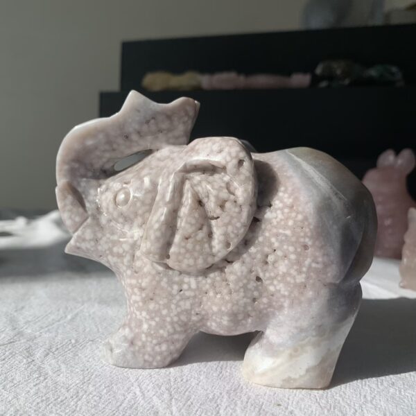 Pink Amethyst Elephant Sculpture Decor Natural Crystal Figurine Healing Crystal Animal Free Shipping