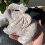 Pink Amethyst Elephant Sculpture Decor Natural Crystal Figurine Healing Crystal Animal Free Shipping