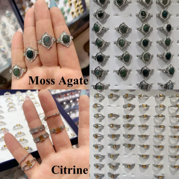 Crystal Ring Jewelry Amethyst Moonstone Smoky Quartz 2 Free Shipping