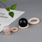 Wooden Circle Crystal Sphere Egg Holder Orb Stand Display Free Shipping