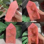 Titanium Aura Druzy Quartz Tower Colorful Pink Blue Green Druzy Agate Point Tower