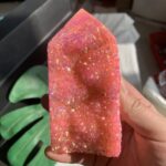 Titanium Aura Druzy Quartz Tower Colorful Pink Blue Green Druzy Agate Point Tower