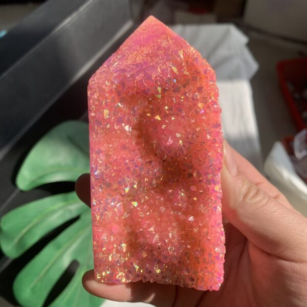 Titanium Aura Druzy Quartz Tower Colorful Pink Blue Green Druzy Agate Point Tower