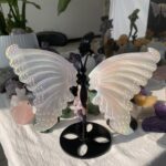 Aura Selenite Butterfly Wings On Stand Angel Aura Coated Crystal Butterfly Home Decoration