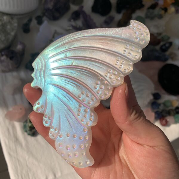 Aura Selenite Butterfly Wings On Stand Angel Aura Coated Crystal Butterfly Home Decoration