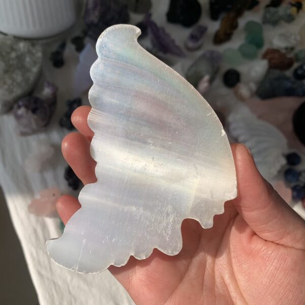 Aura Selenite Butterfly Wings On Stand Angel Aura Coated Crystal Butterfly Home Decoration