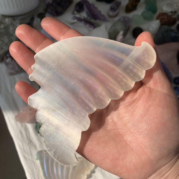 Aura Selenite Butterfly Wings On Stand Angel Aura Coated Crystal Butterfly Home Decoration