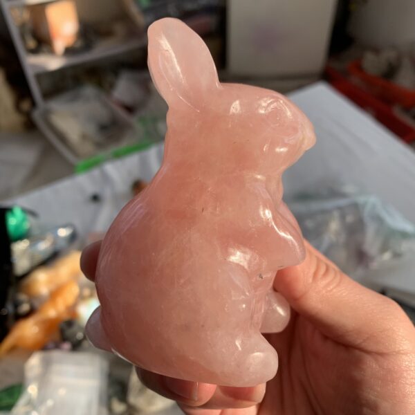 Big Rose Quartz Rabbit Large Natural Crystal Quartz Rabbit Standing Easter