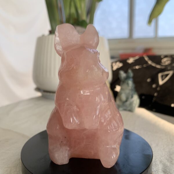 Big Rose Quartz Rabbit Large Natural Crystal Quartz Rabbit Standing Easter