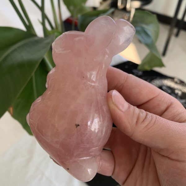 Big Rose Quartz Rabbit Large Natural Crystal Quartz Rabbit Standing Easter