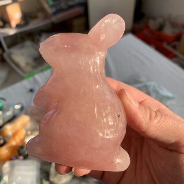 Big Rose Quartz Rabbit Large Natural Crystal Quartz Rabbit Standing Easter