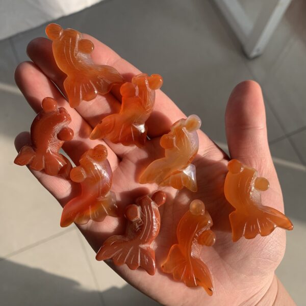 Carnelian Fish with Hole Hand Carved Crystal Goldfish Pendant for Jewelry Making