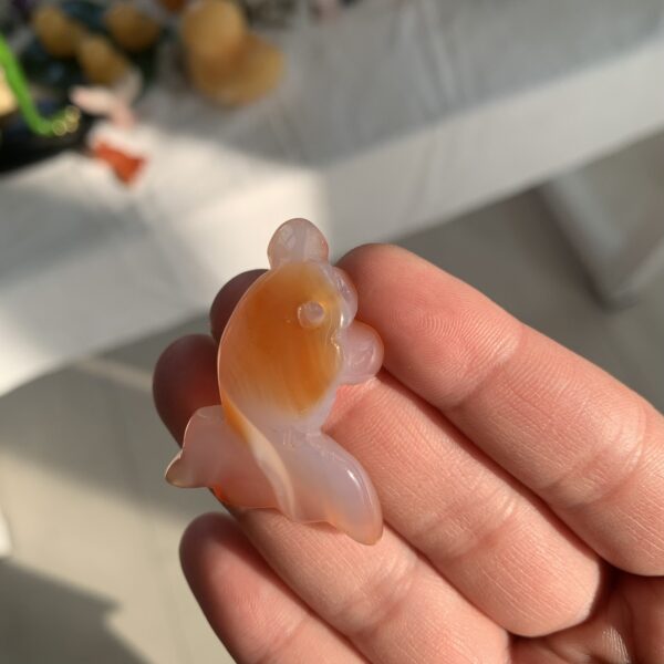 Carnelian Fish with Hole Hand Carved Crystal Goldfish Pendant for Jewelry Making
