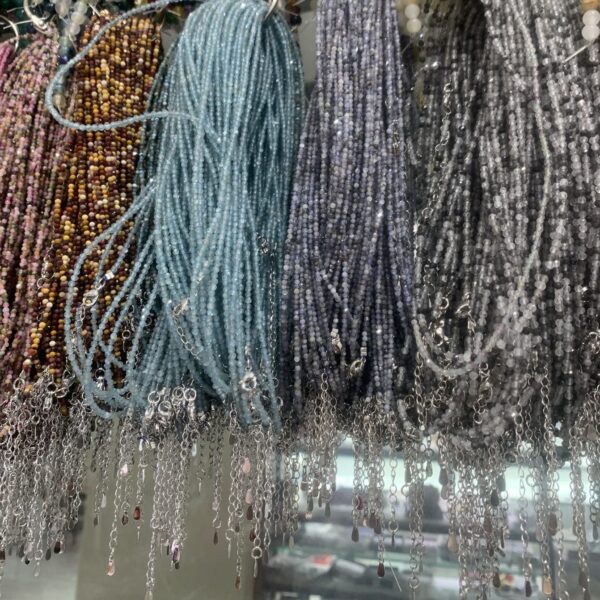 Gemstone Necklace Dainty Crystal Necklace Tiny Faceted Beaded Jewelry