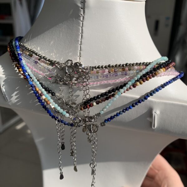 Gemstone Necklace Dainty Crystal Necklace Tiny Faceted Beaded Jewelry
