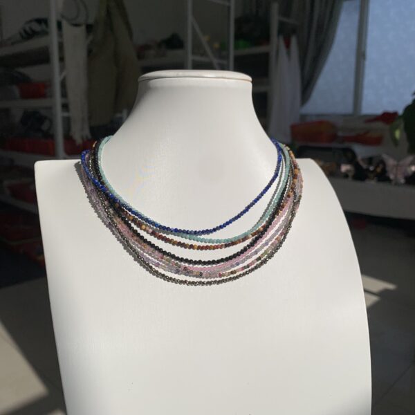 Gemstone Necklace Dainty Crystal Necklace Tiny Faceted Beaded Jewelry