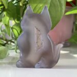 Druzy Agate Cat Natural Crystal Cats Slab for Home Protection Decor