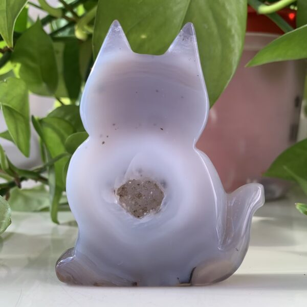 Druzy Agate Cat Natural Crystal Cats Slab for Home Protection Decor