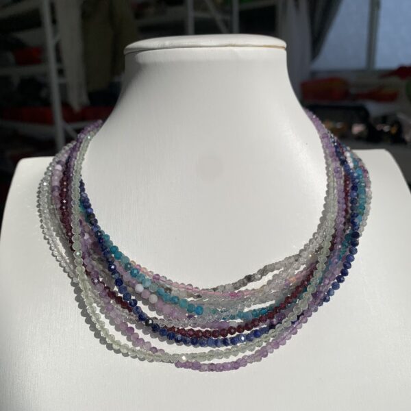Natural Crystal Necklace Dainty Gemstone Necklace Tiny Faceted Beaded Jewelry Gift