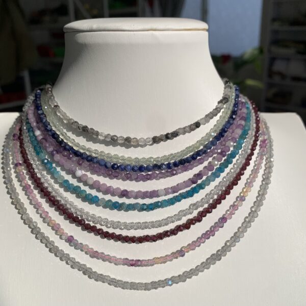 Natural Crystal Necklace Dainty Gemstone Necklace Tiny Faceted Beaded Jewelry Gift