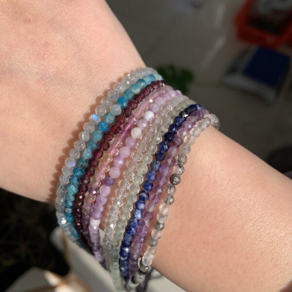 Natural Crystal Necklace Dainty Gemstone Necklace Tiny Faceted Beaded Jewelry Gift