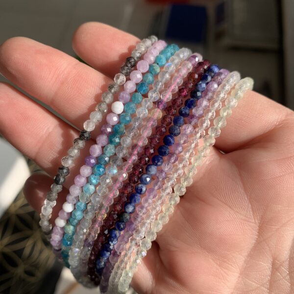 Natural Crystal Necklace Dainty Gemstone Necklace Tiny Faceted Beaded Jewelry Gift