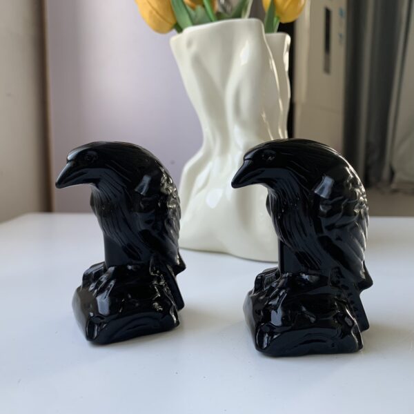Black Obsidian Raven Crystal Crow Protection Grounding Spiritual Decor