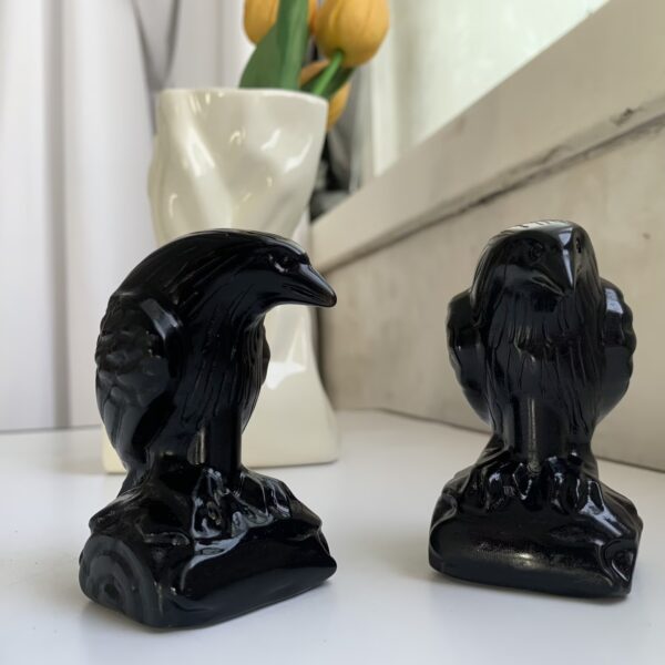 Black Obsidian Raven Crystal Crow Protection Grounding Spiritual Decor