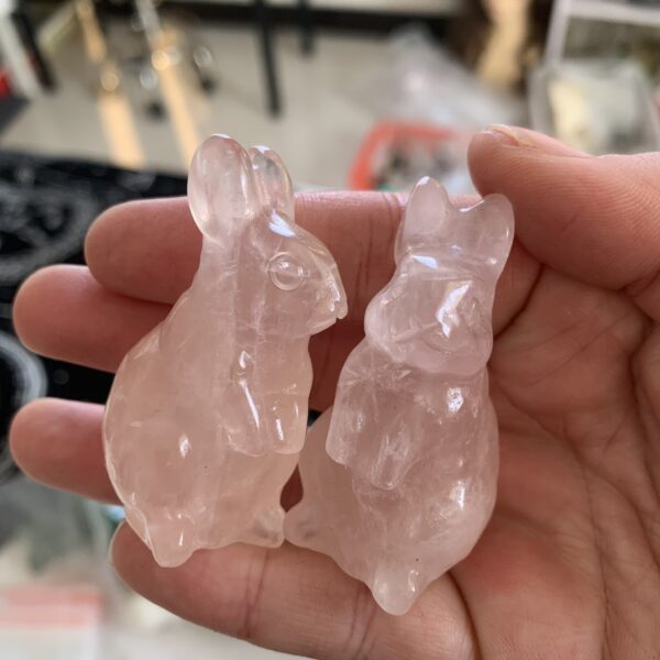 Small Rose Quartz Rabbit Wholesale Small Crystal Rabbit for Love Energy Home Decor Gifts